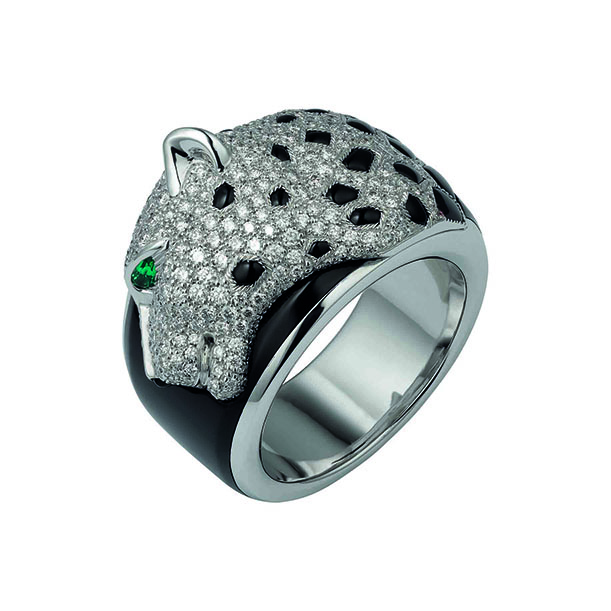 Cartier 頂級珠寶系列美洲豹戒指,2,240,000元。